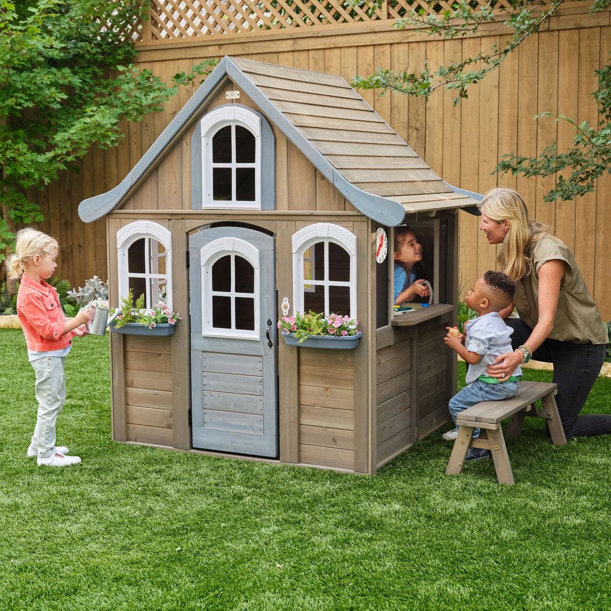 Wooden Outdoor Playhouse with Kitchen V377362