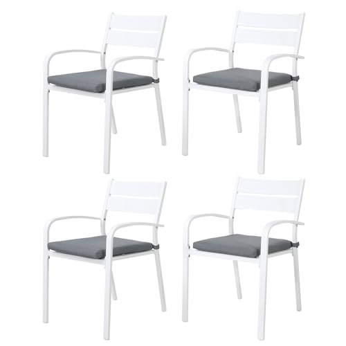 Aluminum 4-Piece Patio Dining Chairs with Cushions P6011