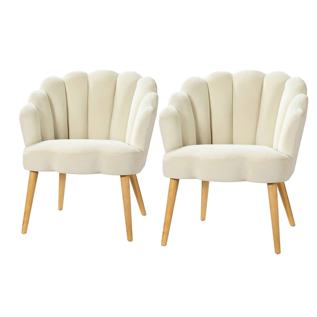 Pink Scalloped Velvet Arm Chair Set of 2 H80372