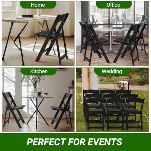 Black Resin Stackable Folding Chair with Padded Seats D52946