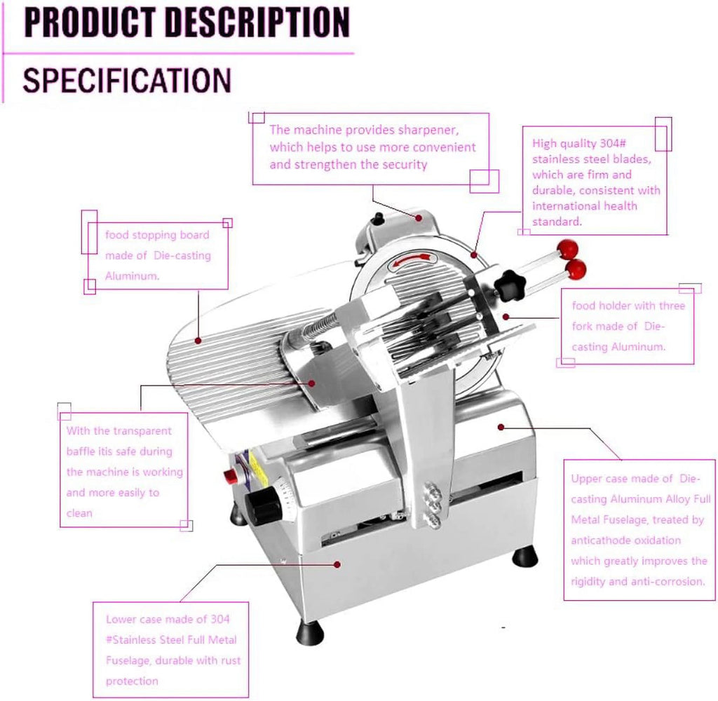 240W 10'' Blade Commercial Electric Meat Slicer U4451