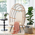 Wicker Egg Chair with Legs Cushion 350 lbs Capacity S6502