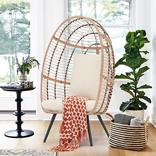 Wicker Egg Chair with Legs Cushion 350 lbs Capacity S6502