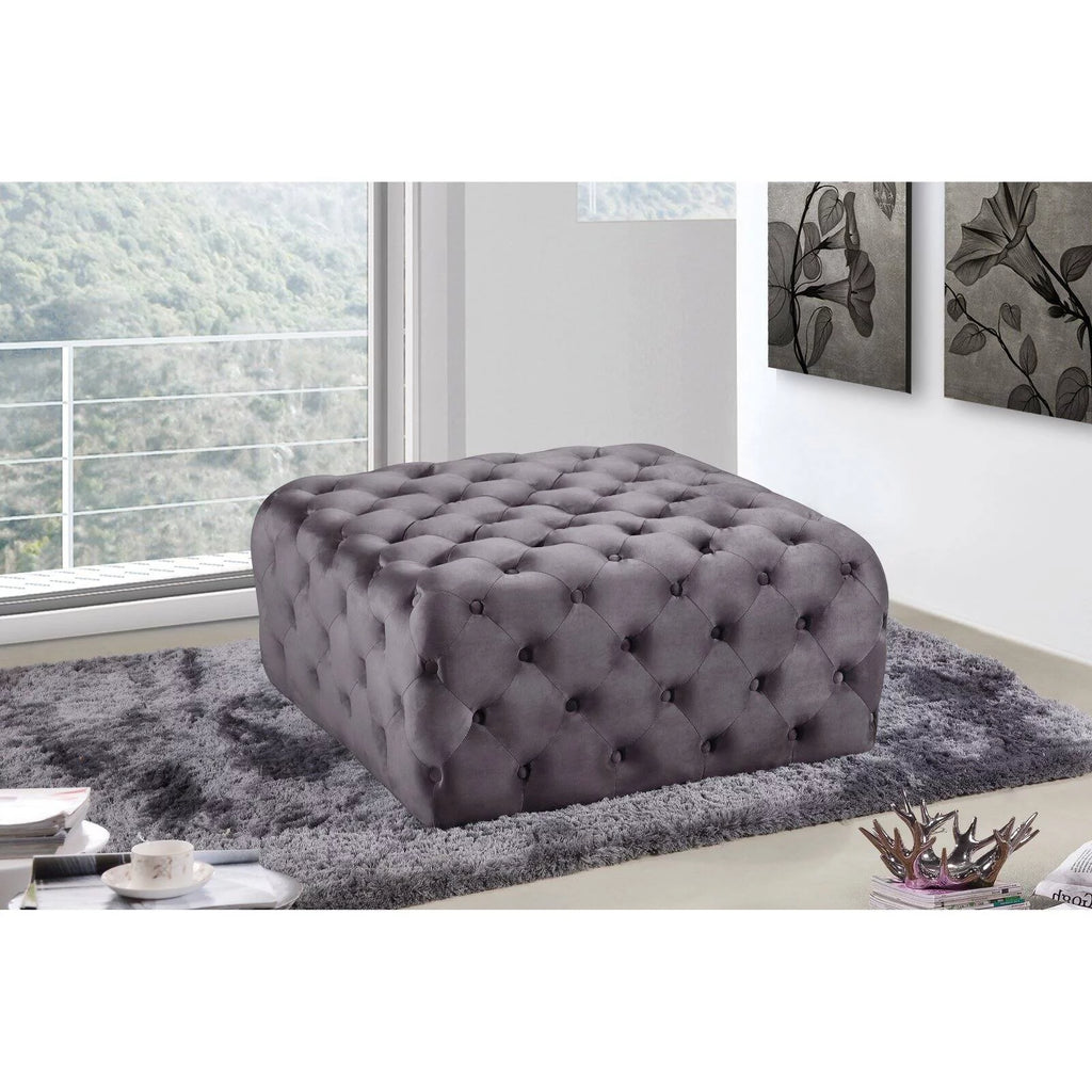 Black Velvet Tufted Ottoman and Bench A471577