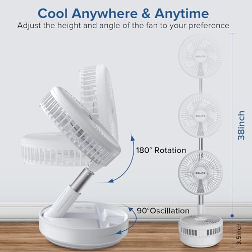 Portable Rechargeable Oscillating USB Desk Floor Fan T9939