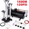 150DB 4 Trumpet Train Horn Kit with 120PSI Air Compressor (Black) H316