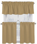 Beige 100% Cotton Kitchen Window Curtain Tiers Valance Set 3 Piece J242249