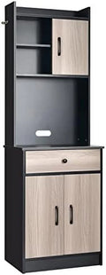 Black Freestanding Kitchen Pantry Cabinet with Drawer and Adjustable Shelves I8119