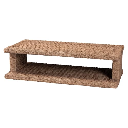 Handwoven Seagrass Coffee Table with Open Shelf L39076