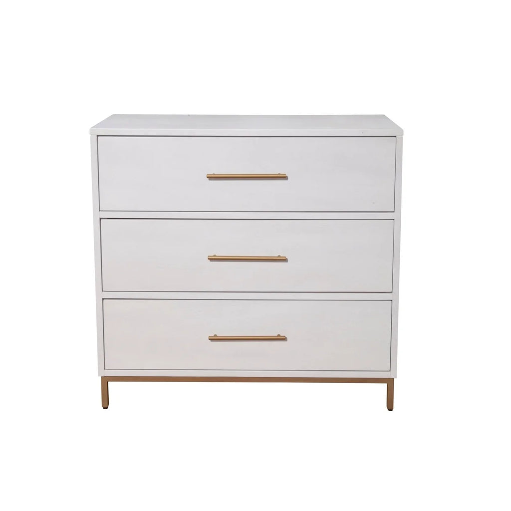 34 Inch 3 Drawer Wooden Chest with Metal Base Y803