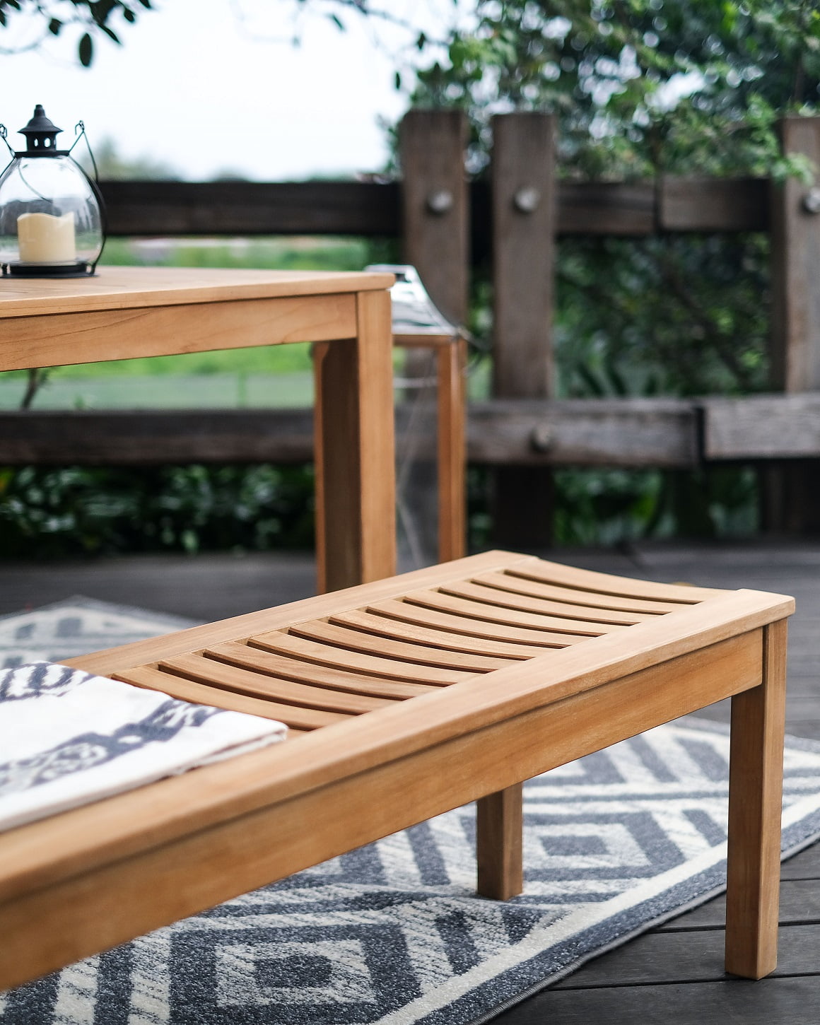 Solid Teak Wood Outdoor Backless Bench C64597