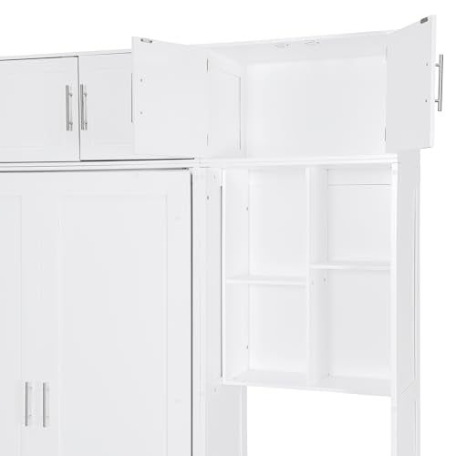 White Full Size Wall Murphy Bed with Built-in Desk & Shelves X812638