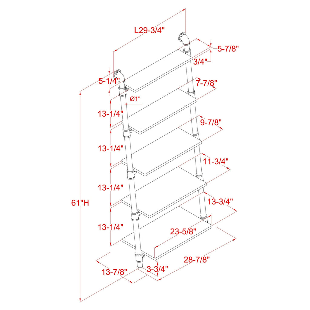 5-Tier Leaning Ladder Shelf Natural Tone N39748