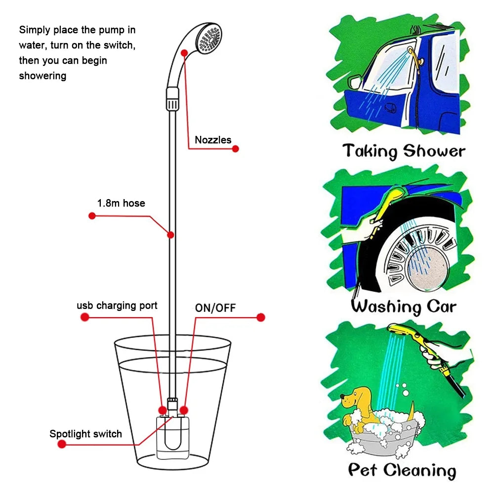 Portable Handheld Electric Rechargeable Shower A6815