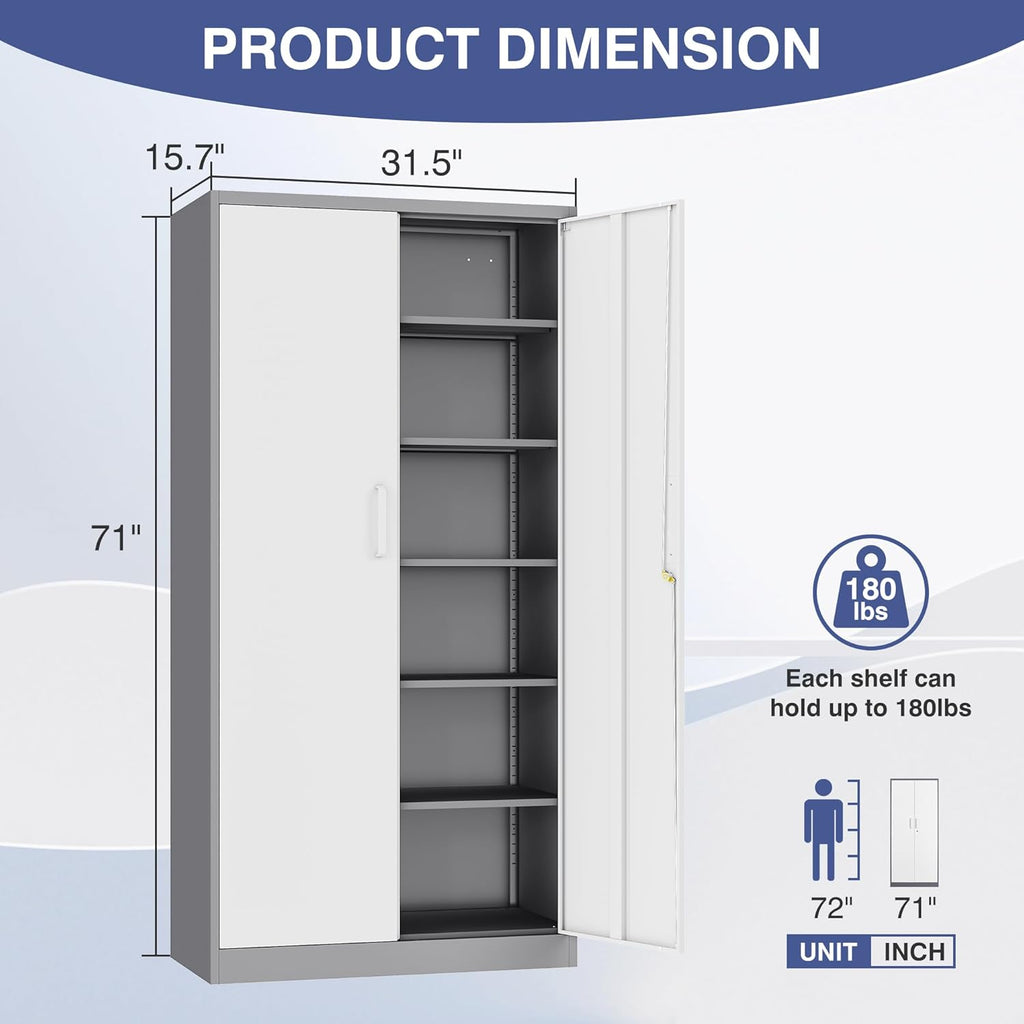 Locking Steel File Cabinet with 2 Doors and 4 Adjustable Shelves G5711