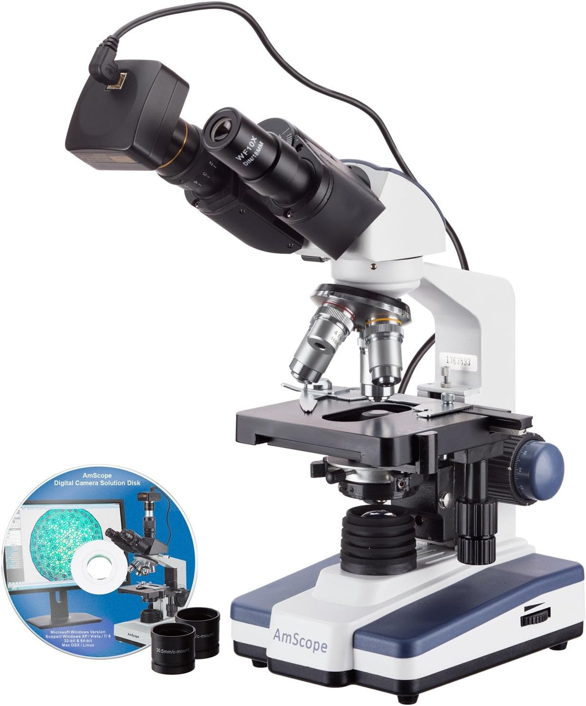 40X-2500X LED Binocular Compound Microscope with 10MP USB3 Camera A5402