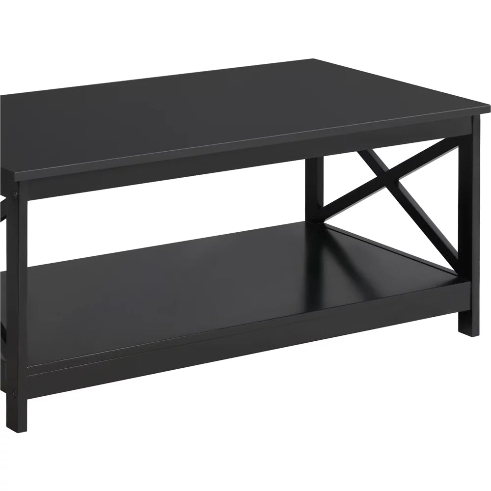Wooden Rectangle Coffee Table with Storage Shelf L266