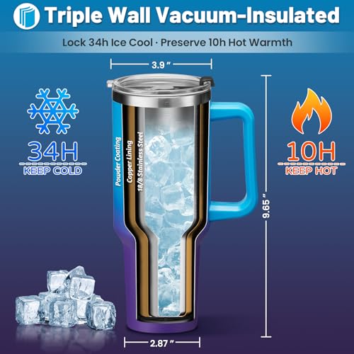 40 oz Vacuum Insulated Stainless Steel Tumbler with Handle and Straw Lid Y820530