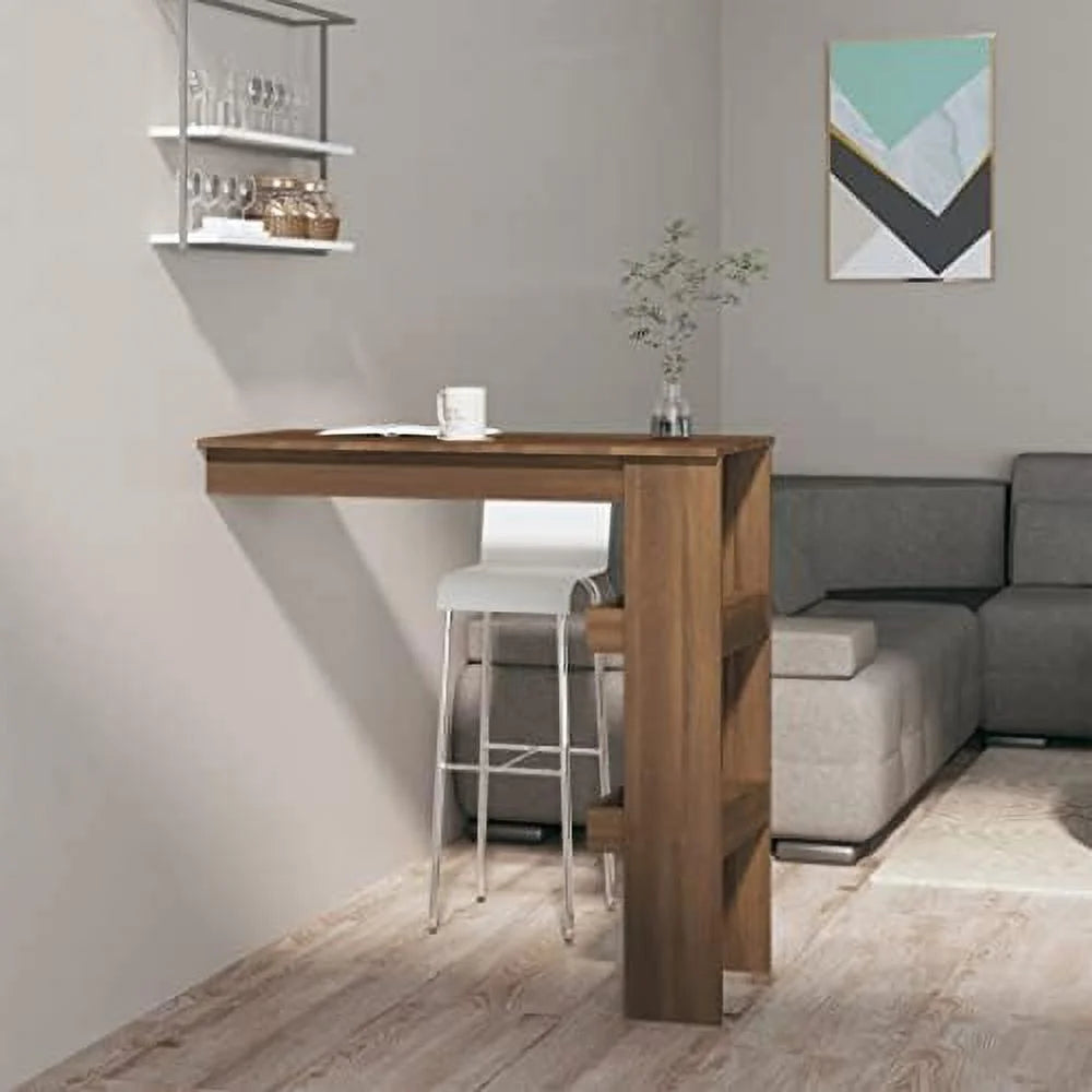 Black Engineered Wood Wall Table with Compartments U1926