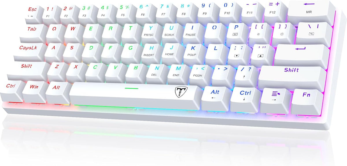 White 61 Keys Wired Mechanical Keyboard with Red Switches K760308