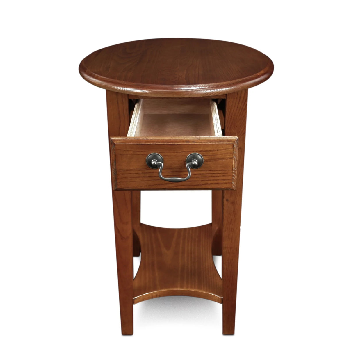 One Drawer Oval Side Table with Shelf F6876