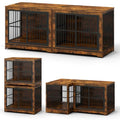 Rustic Brown Double Dog Crate Furniture with Divider B460632