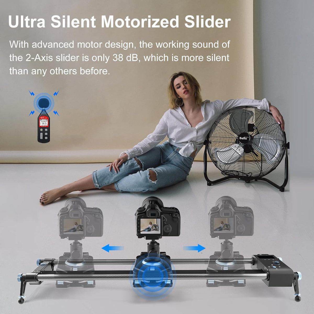 Motorized Camera Slider, 2-Axis 31'' Carbon Fiber Track Rail with APP Control B364328