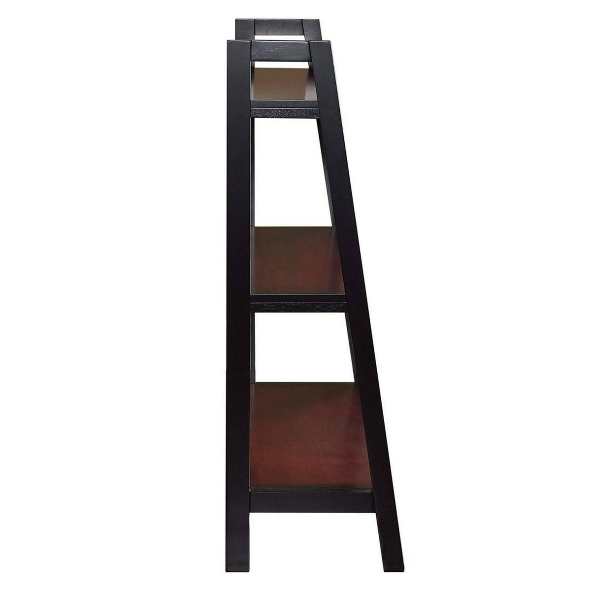 Brown and Black 3 Tier Wooden Bookcase with Metal Frame O543