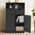Black Storage Cabinet with 2 Drawers and 2 Shelves Q703