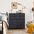 Black 12 Drawer Fabric Storage Dresser with Wood Top P586237