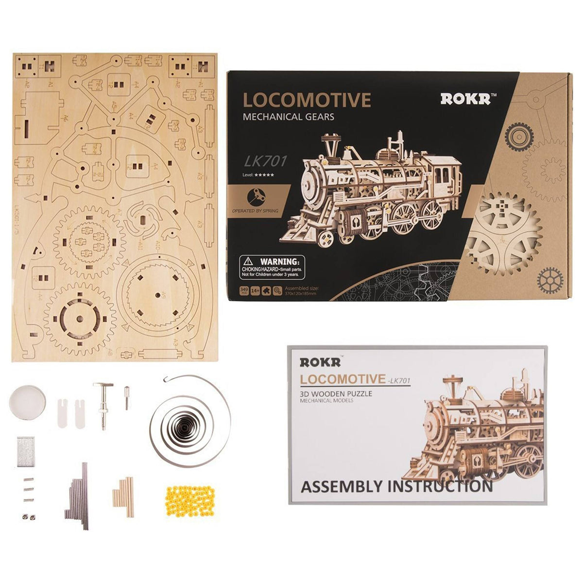 Red 3D Wooden Mechanical Moving Gears Model Kit Air Ship B50981