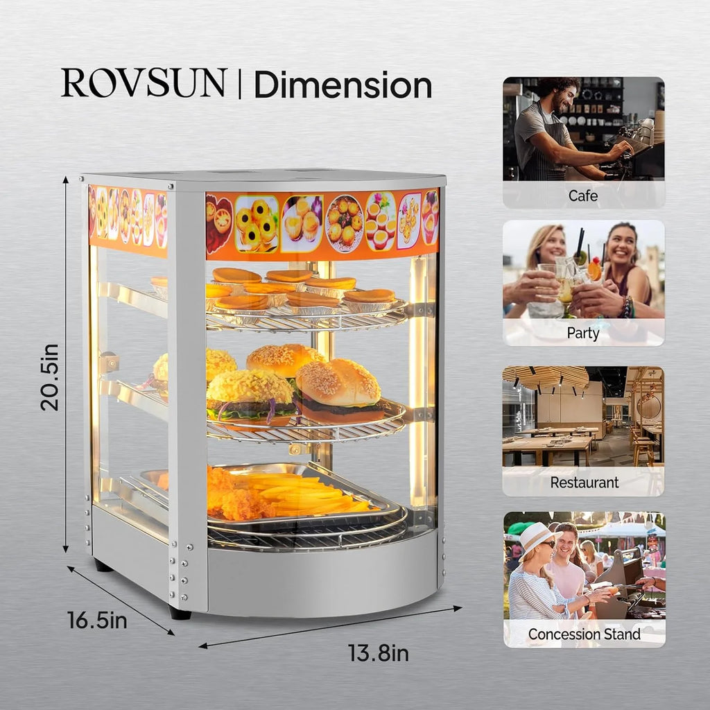 3-Tier Food Warmer Display Case with LED Lighting Y564470