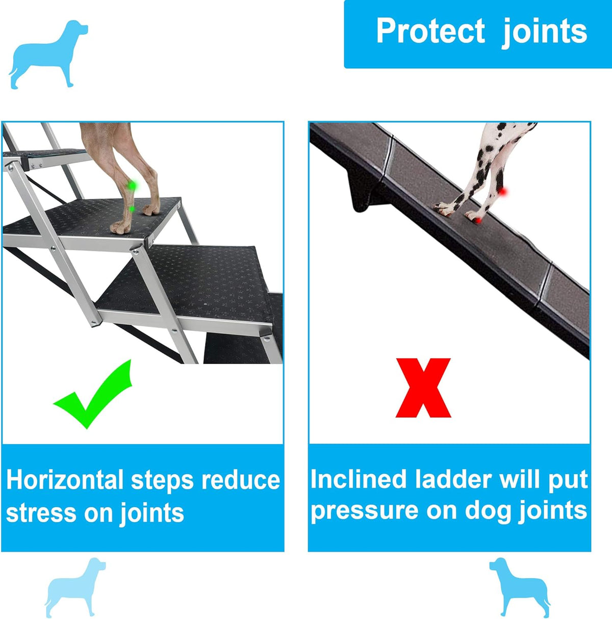 Lightweight Aluminum Foldable Pet Ladder Ramp with Nonslip Surface V9284