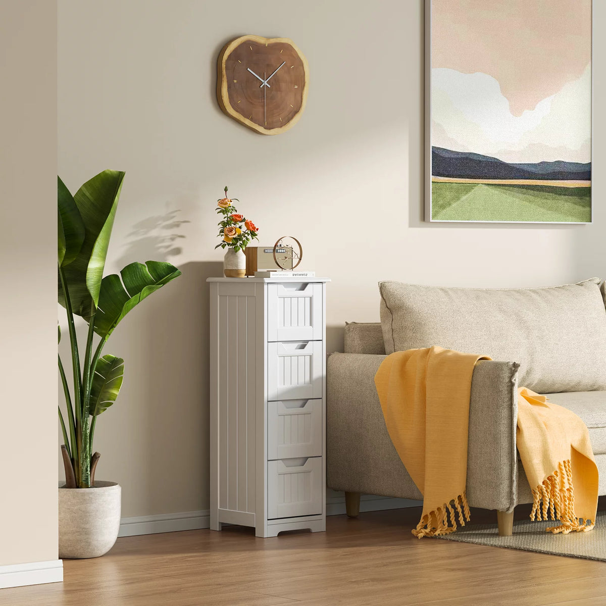 White 4 Drawer Bathroom Floor Cabinet T670