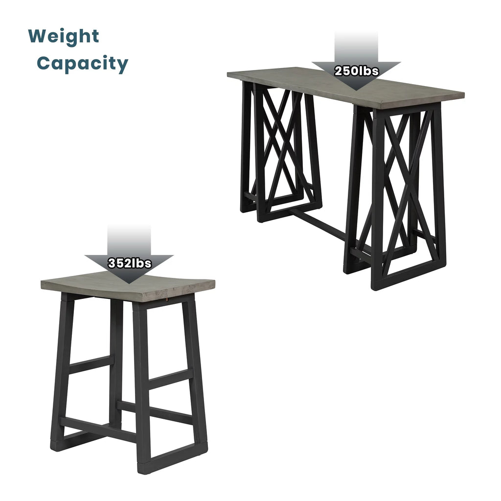 Counter Height 5-Piece Dining Set with Wood Console Table Grey N950
