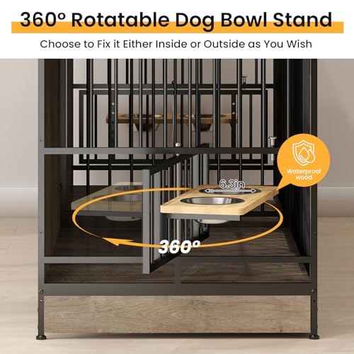 Rustic Brown Double Dog Crate Furniture with Divider B460632