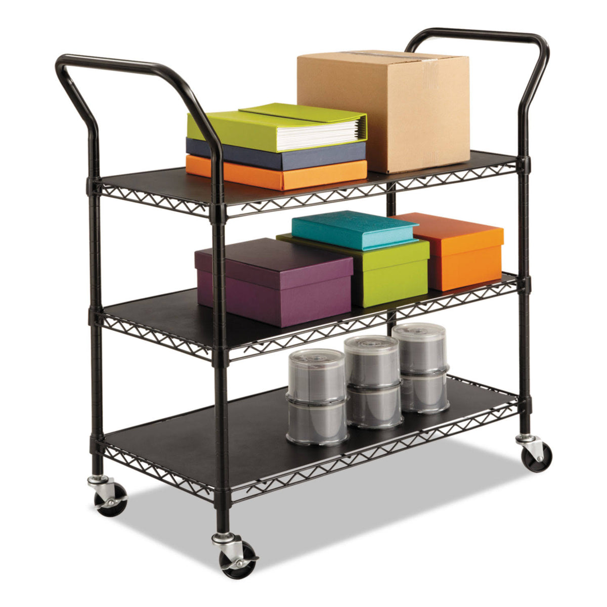 Black 3 Shelf Steel Wire Utility Cart D5847