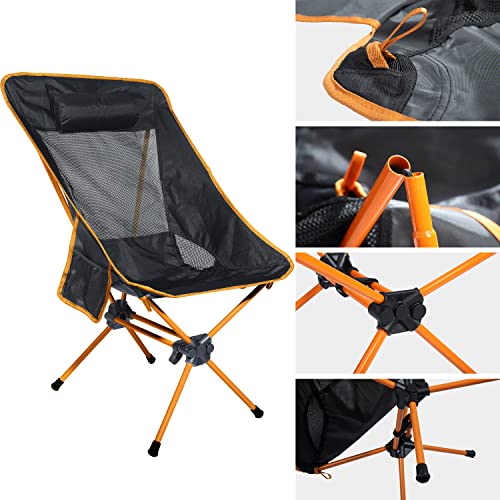 Compact Folding High Back Camping Chair with 2 Side Pockets Black/Gray C8907
