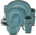 16-Piece Teal Stoneware Dinnerware Set U3105
