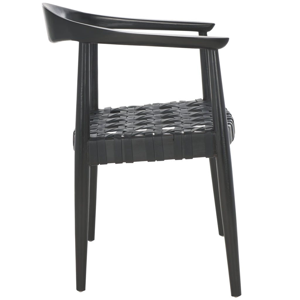 Black Leather Woven Accent Chairs F1143