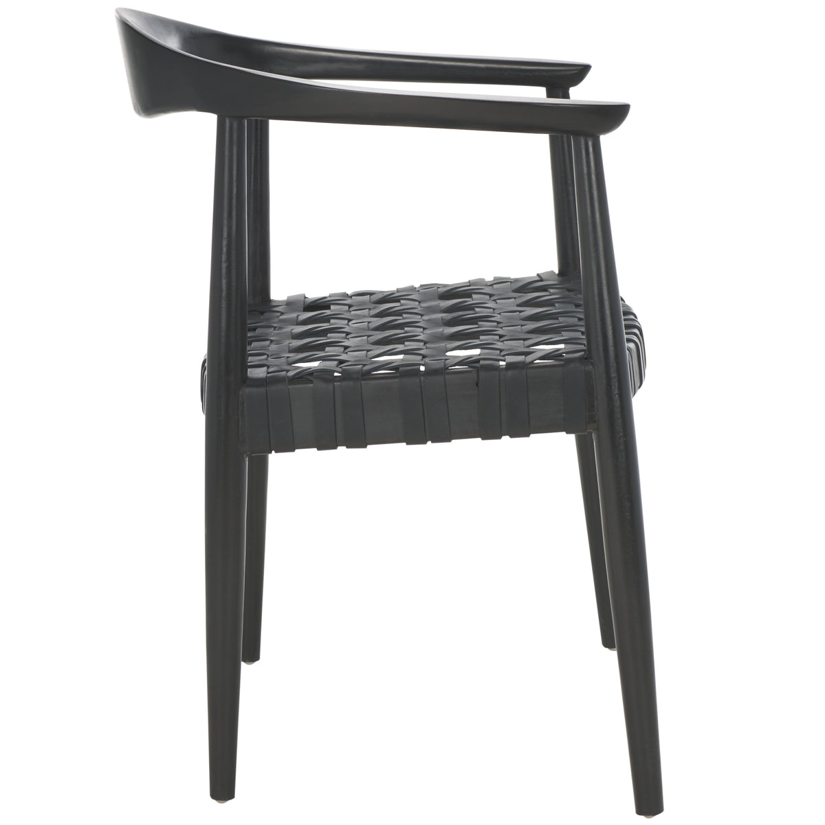 Black Leather Woven Accent Chairs F1143