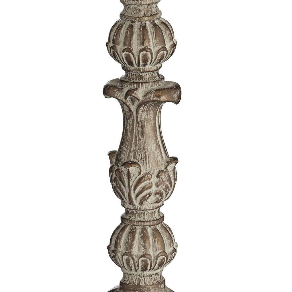 Crystal Antique White Candlestick Table Lamp with Beige Bell Shade H819787