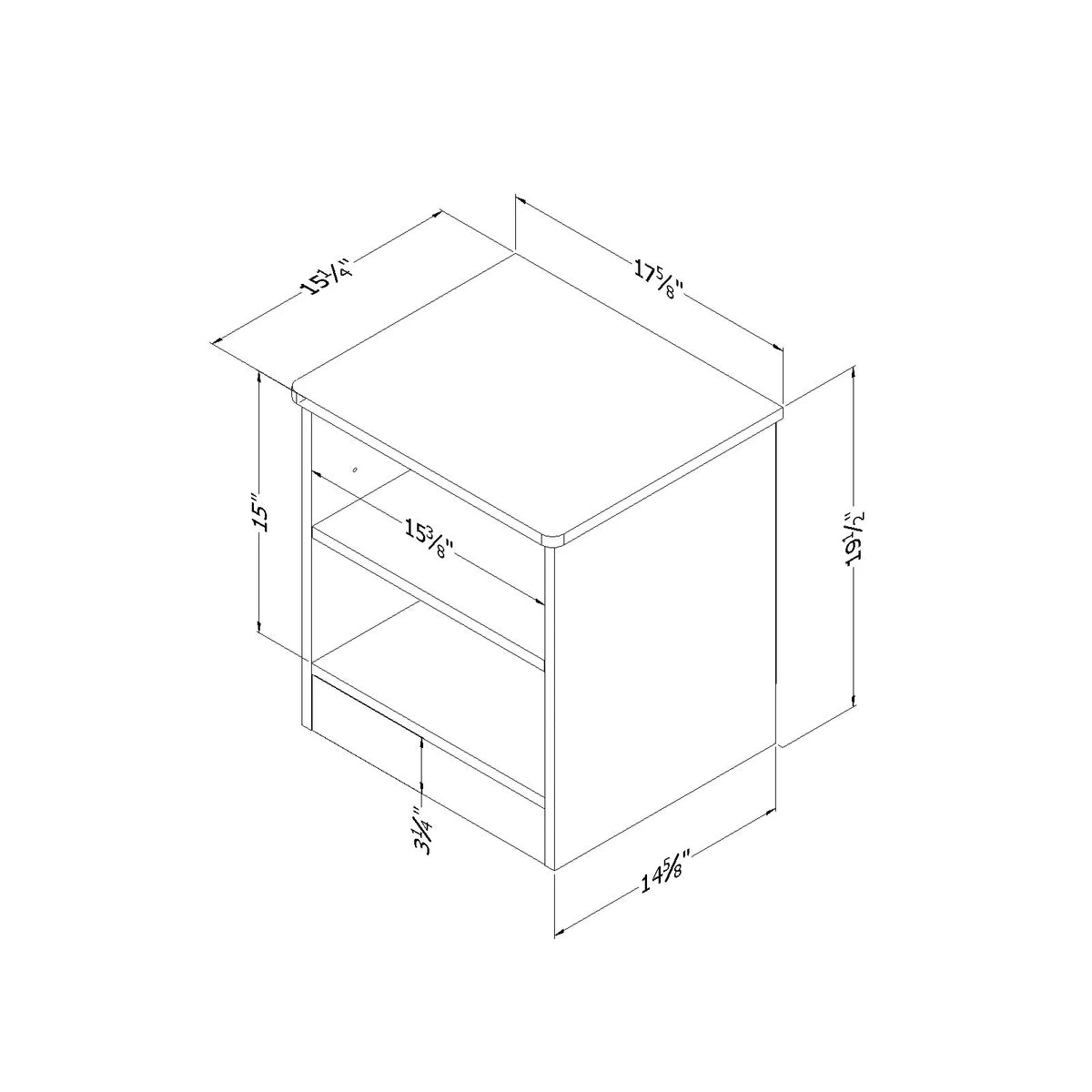 White 2-Shelf Nightstand A984