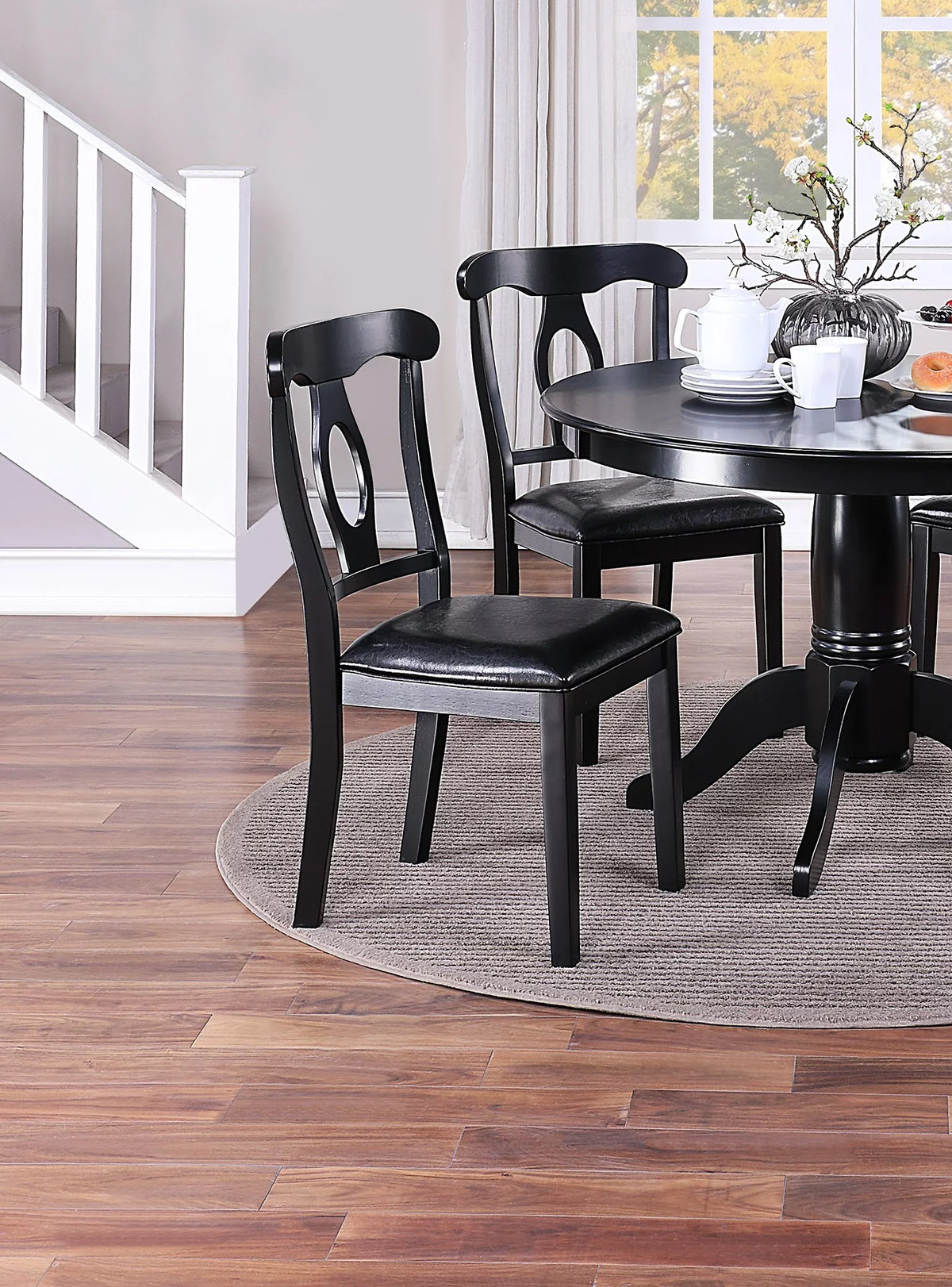 5pc Round Dining Table Set with 4 Cushioned Chairs Y933123