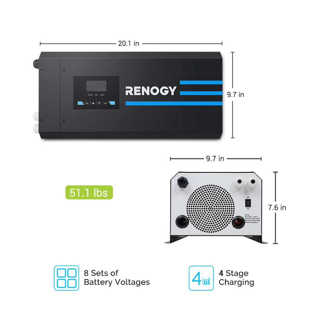2000W Pure Sine Wave Inverter Charger 12V DC to 120V AC F6966