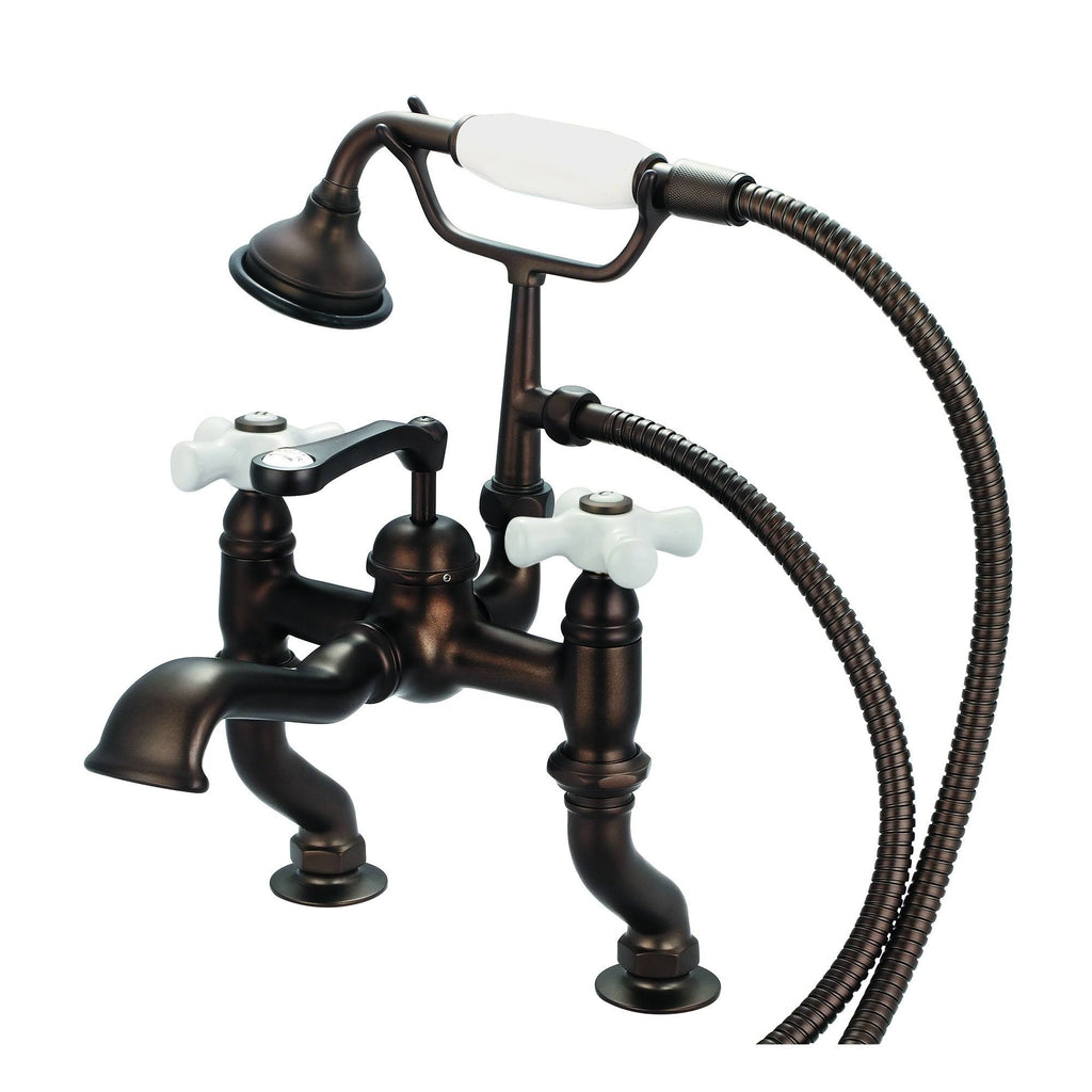 Adjustable Center Deck Mount Tub Faucet with Handheld Shower Y7891