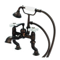 Adjustable Center Deck Mount Tub Faucet with Handheld Shower Y7891