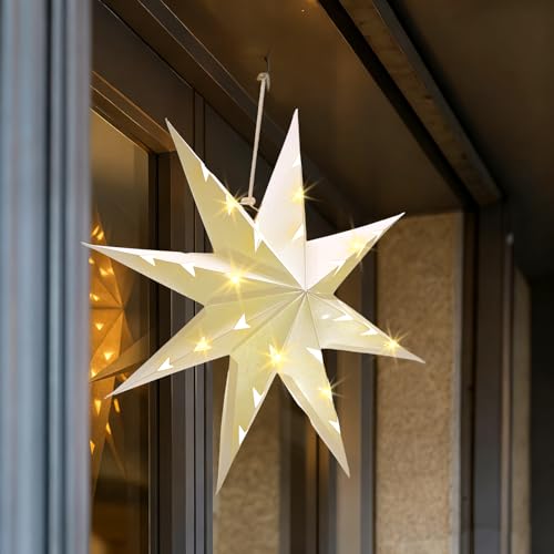 10 Set 8-Pointed 12 Inch Paper Star Lanterns with 10 LED Light Z235