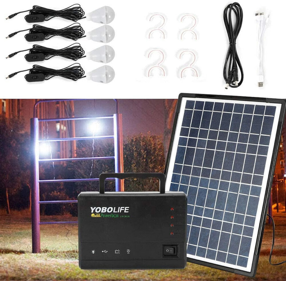 12V 4A Portable Power Station with 4 LED Bulbs M713
