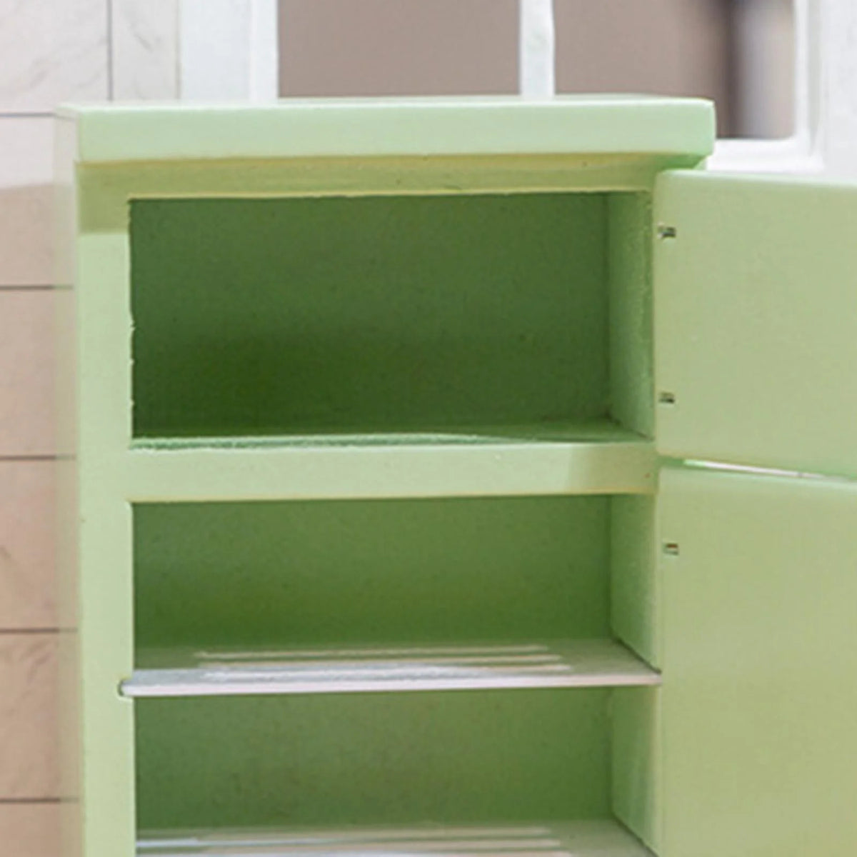 Light Green 1:12 Scale Birch Wood Dollhouse Fridge Furniture Set C820761